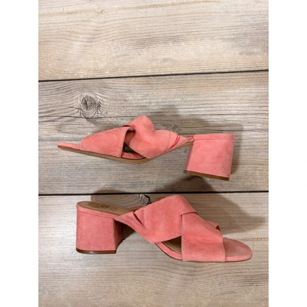 Vince Camuto Pink Stania Leather Sandals Women's 10 Chic Preppy Casual Vacation